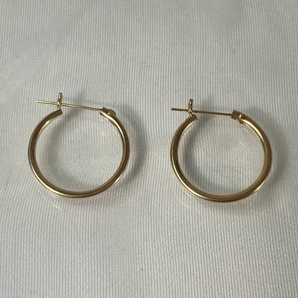 14K YELLOW GOLD classic small hoop earrings REAL GOLD